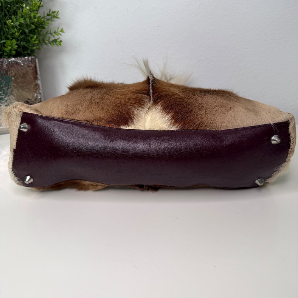 Diane Gail Tote Bag African Springbok Antelope Leather Trim Western Chic Large - Picture 3 of 12